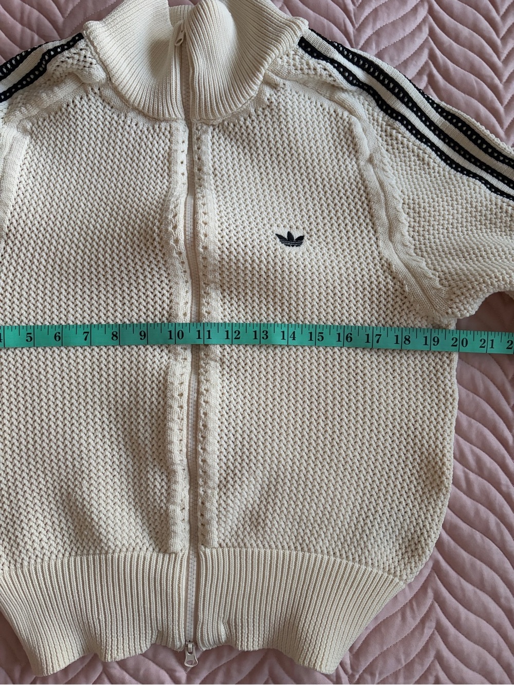 Adidas Originals Premium Crochet Knit Set XL Jacket & Wide Leg Pants Off White - Picture 10 of 16